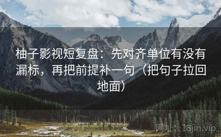 柚子影视短复盘：先对齐单位有没有漏标，再把前提补一句（把句子拉回地面）